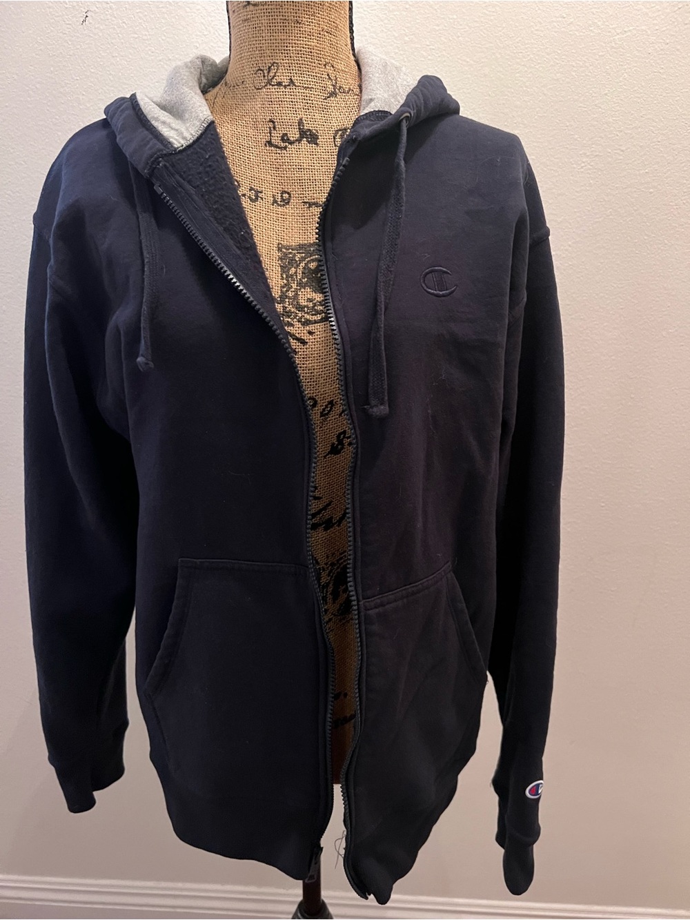Champion Navy Full-Zip Hooded Windbreaker